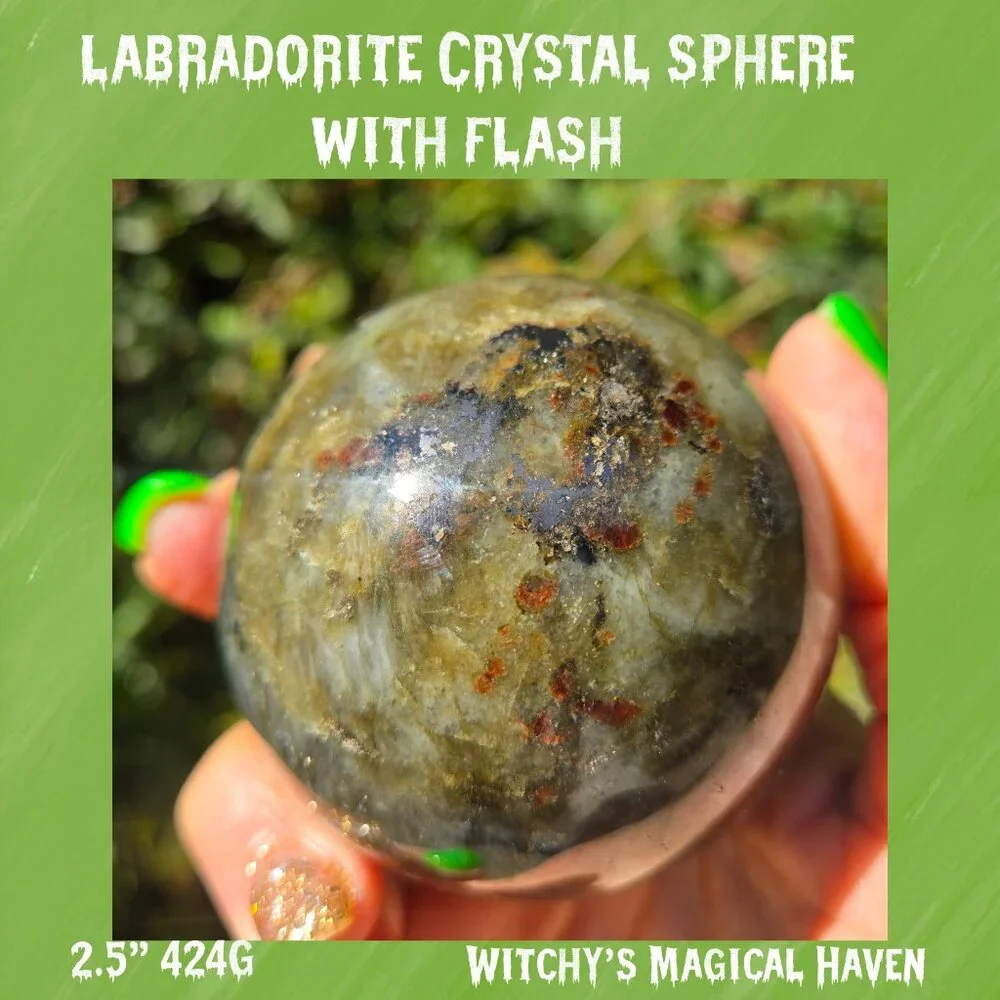 Labradorite Gemstone Sphere with Flash